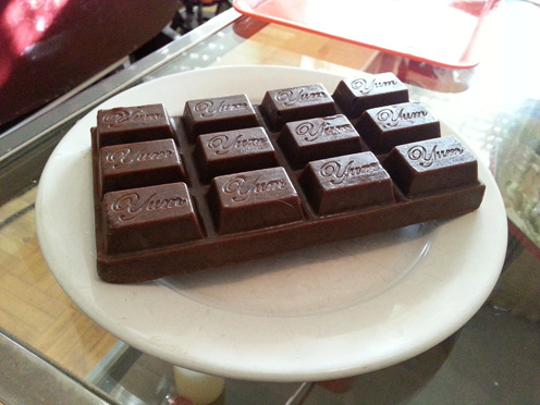 Jabón de chocolate con forma de tableta